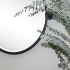 TEHOME Javel Miroir Ovale Inclinable de Salle de Bain avec Cadre en Métal Noir, Miroir Mural Biseauté, Dimensions Totales 27,03 x 26 pouces (Miroir 23 x 26 pouces)