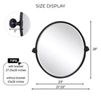 TEHOME Javel Miroir Ovale Inclinable de Salle de Bain avec Cadre en Métal Noir, Miroir Mural Biseauté, Dimensions Totales 27,03 x 26 pouces (Miroir 23 x 26 pouces)