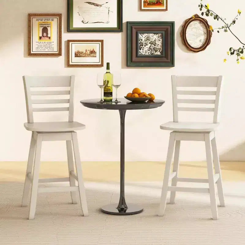 Costway Lot de 2 tabourets de bar pivotants de 62,2 cm avec dossier ajouré Marron/Blanc