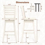 Costway Lot de 2 tabourets de bar pivotants de 62,2 cm avec dossier ajouré Marron/Blanc
