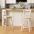 Costway Lot de 2 tabourets de bar pivotants de 62,2 cm avec dossier ajouré Marron/Blanc
