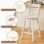Costway Lot de 2 tabourets de bar pivotants de 62,2 cm avec dossier ajouré Marron/Blanc