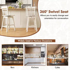Costway Lot de 2 tabourets de bar pivotants de 62,2 cm avec dossier ajouré Marron/Blanc