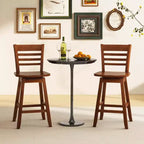 Costway Lot de 2 tabourets de bar pivotants de 62,2 cm avec dossier ajouré Marron/Blanc