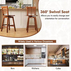 Costway Lot de 2 tabourets de bar pivotants de 62,2 cm avec dossier ajouré Marron/Blanc