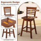 Costway Lot de 2 tabourets de bar pivotants de 62,2 cm avec dossier ajouré Marron/Blanc