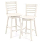Costway Lot de 2 tabourets de bar pivotants de 62,2 cm avec dossier ajouré Marron/Blanc