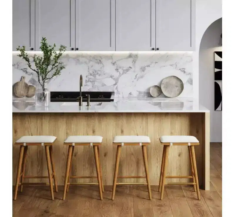 Nathan James Lot de 4 tabourets de bar Barker en bouclette, hauteur comptoir