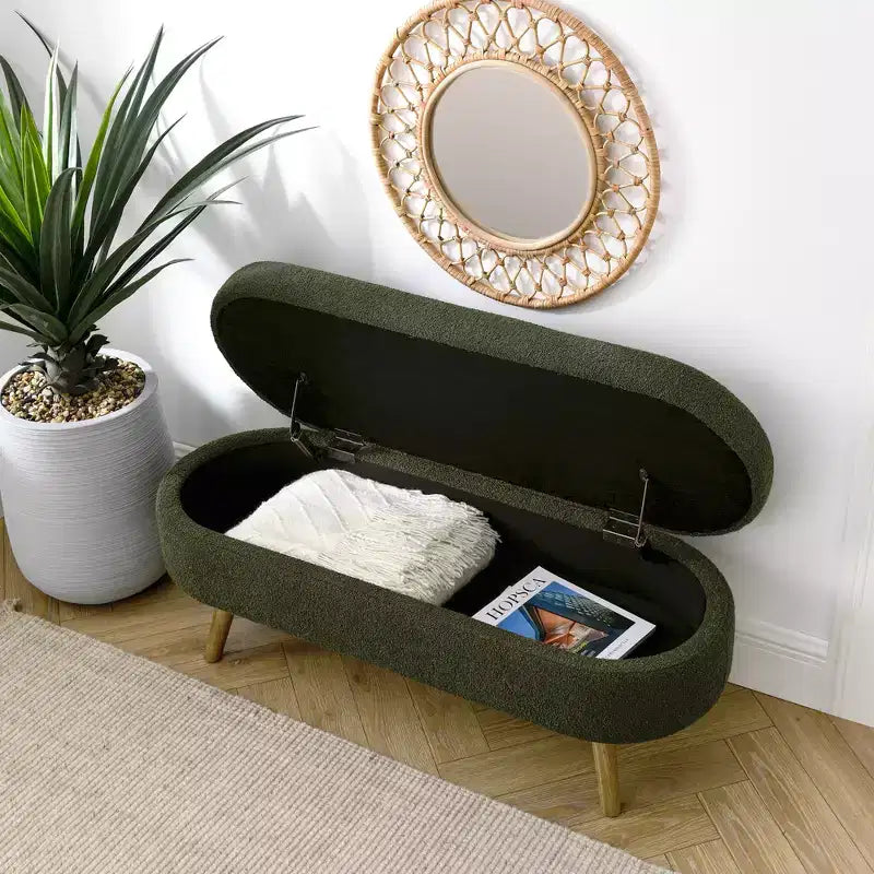Banc de rangement multifonctionnel en bois et fausse fourrure Lvan de Christopher Knight Home