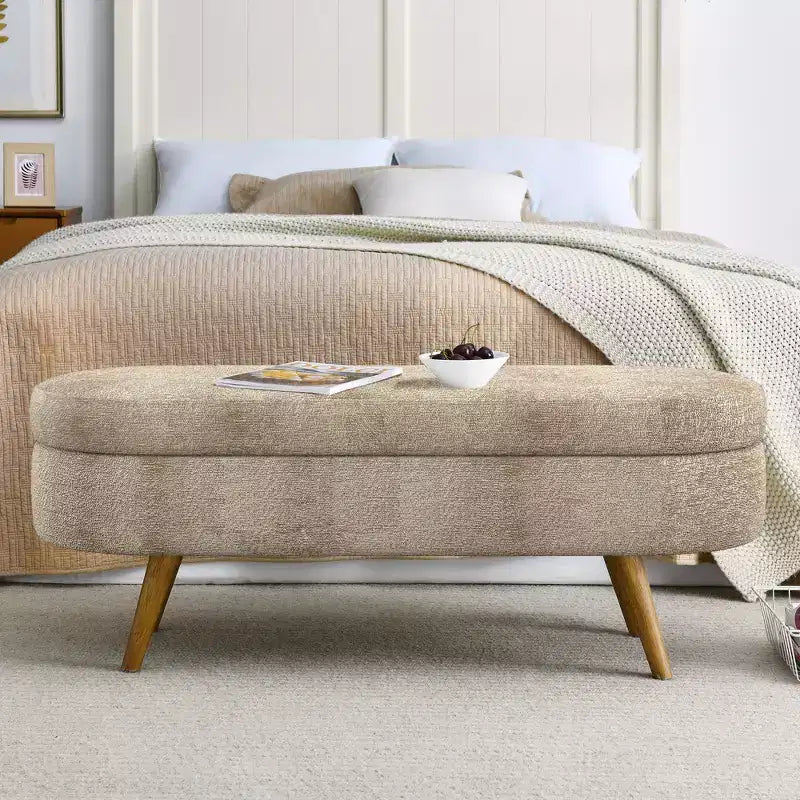 Banc de rangement multifonctionnel en bois et fausse fourrure Lvan de Christopher Knight Home