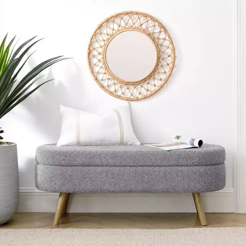 Banc de rangement multifonctionnel en bois et fausse fourrure Lvan de Christopher Knight Home