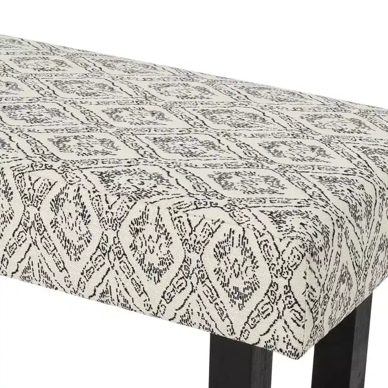 Banc Christopher Knight Home Ashford Boho en tissu rembourré, imprimé noir et noir