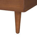 Lit plateforme capitonné cannelé de style Mid-Century Gris / Noyer avec tables de chevet flottantes – Grand lit ou Très grand lit