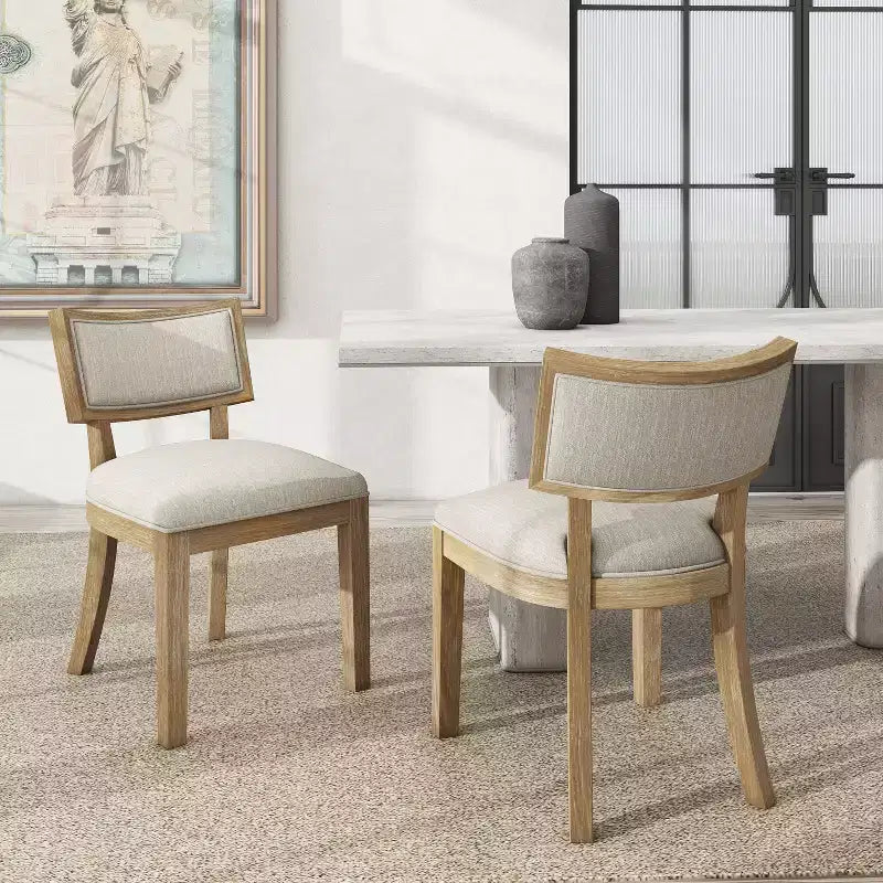 Chaise de salle à manger GDFStudio Steven en bois d'hévéa et tissu, lot de 2