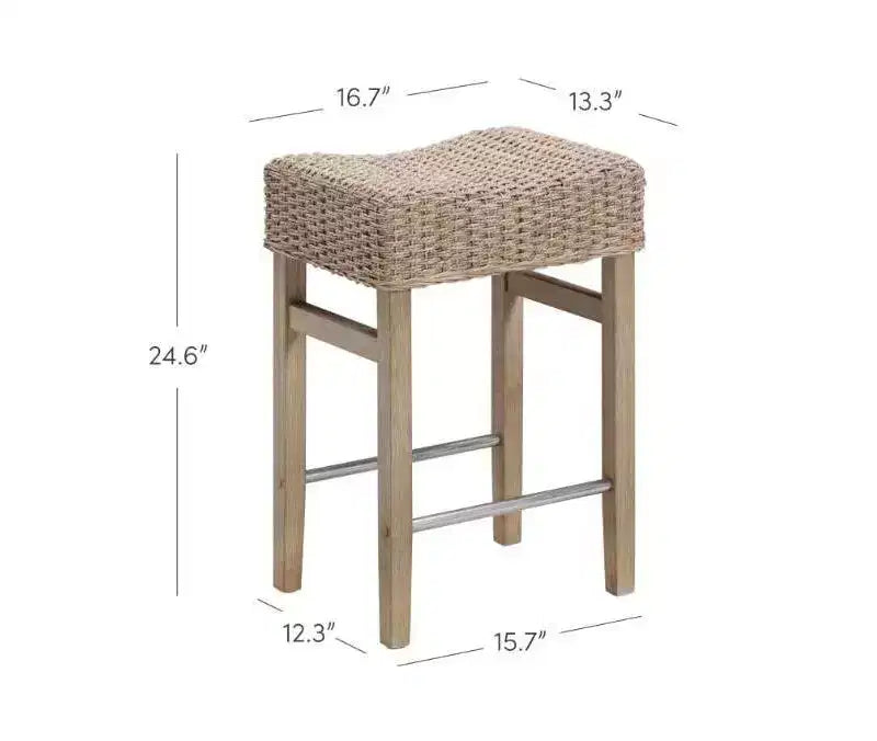 Nathan James Lot de 2 tabourets de bar hauteur comptoir Harvey en jonc de mer