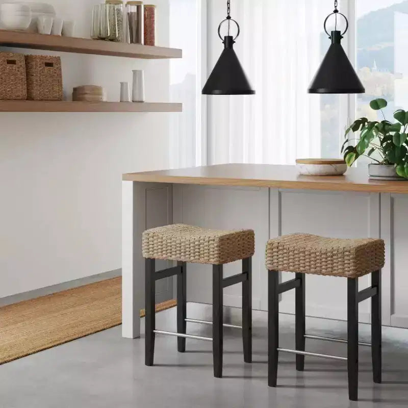 Nathan James Lot de 2 tabourets de bar hauteur comptoir Harvey en jonc de mer