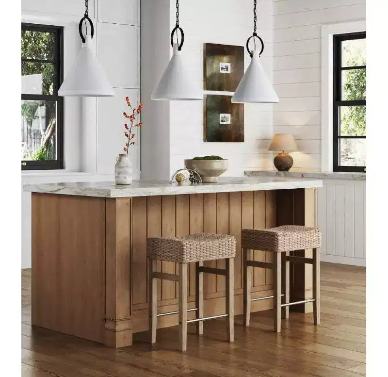 Nathan James Lot de 2 tabourets de bar hauteur comptoir Harvey en jonc de mer