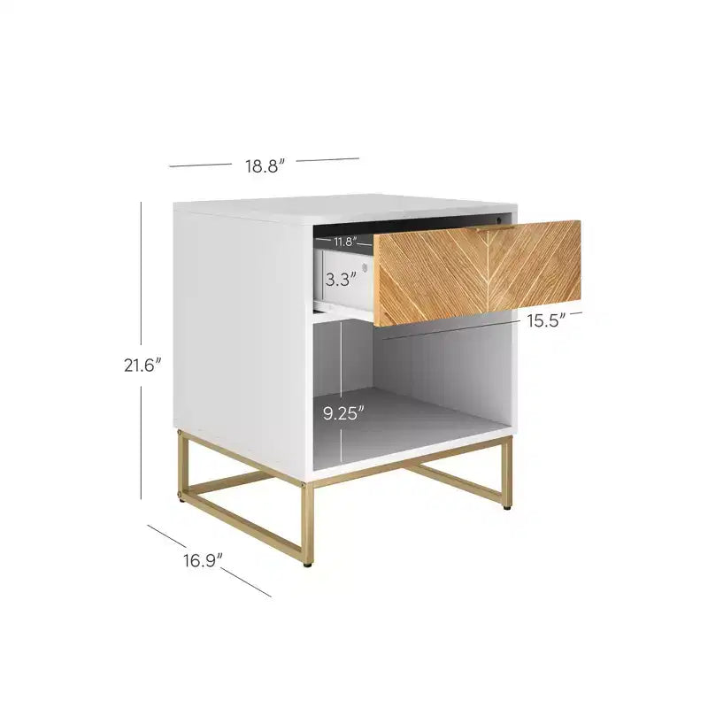 Nathan James Lot de 2 tables de chevet Kensi en bois à chevrons