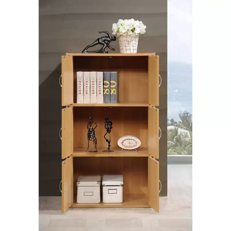 Hodedah HID33 Armoire de rangement polyvalente à 6 portes et 3 étagères, à poser au sol, pour la maison et le bureau