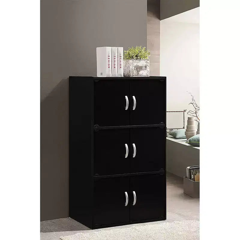 Hodedah HID33 Armoire de rangement polyvalente à 6 portes et 3 étagères, à poser au sol, pour la maison et le bureau