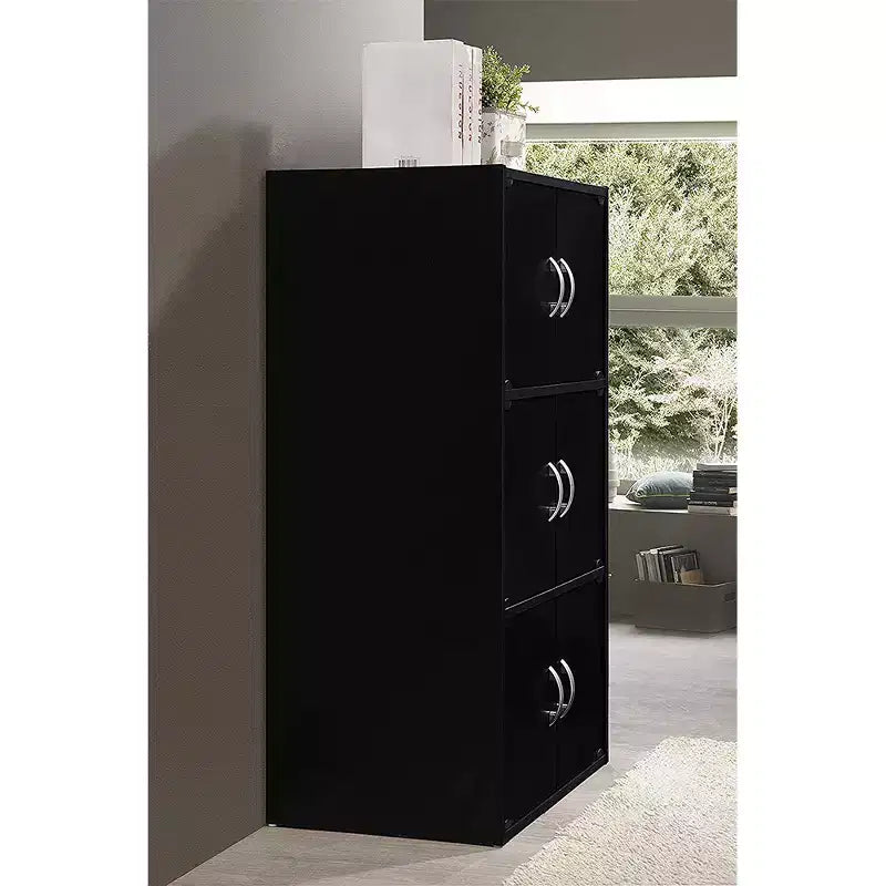 Hodedah HID33 Armoire de rangement polyvalente à 6 portes et 3 étagères, à poser au sol, pour la maison et le bureau