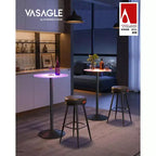VASAGLE Table de bar, Table cocktail ronde avec plateau en verre, Grande base en acier, Table de bistrot de 105 cm de haut pour cuisine
