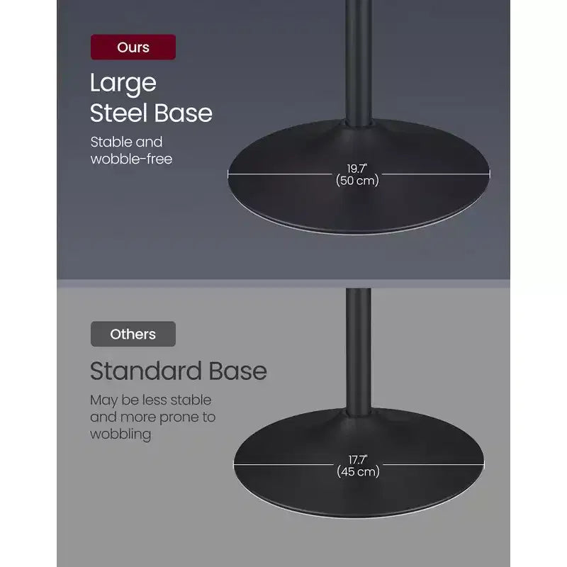 VASAGLE Table de bar, Table cocktail ronde avec plateau en verre, Grande base en acier, Table de bistrot de 105 cm de haut pour cuisine