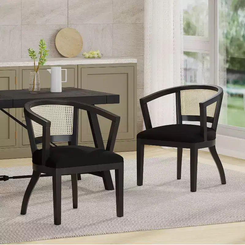 Chaises de salle à manger traditionnelles Christopher Knight Home Delwood en bois d'hévéa et cannage (lot de 2)