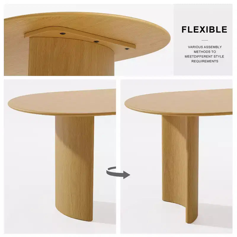 Table de salle à manger ovale Dovelina Table de cuisine à pieds incurvés