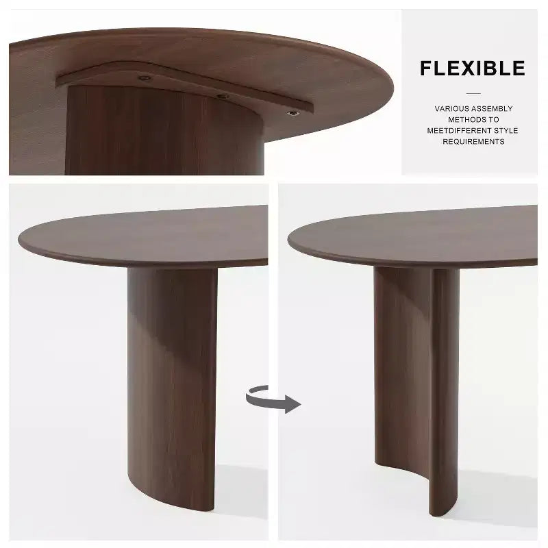 Table de salle à manger ovale Dovelina Table de cuisine à pieds incurvés