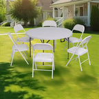 SUGIFT Lot de 4 chaises pliantes avec sièges rembourrés, structure en métal avec assise et dossier en cuir PU, blanc