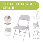 SUGIFT Lot de 4 chaises pliantes avec sièges rembourrés, structure en métal avec assise et dossier en cuir PU, blanc