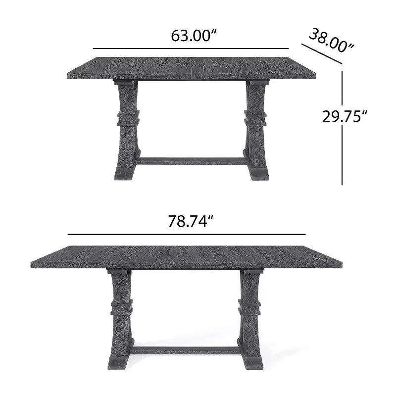 Christopher Knight Home Lorin 78.74 Table à Manger Rectangulaire Extensible Rustique sur Piédestal en Bois d'Hévéa