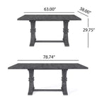 Christopher Knight Home Lorin 78.74 Table à Manger Rectangulaire Extensible Rustique sur Piédestal en Bois d'Hévéa