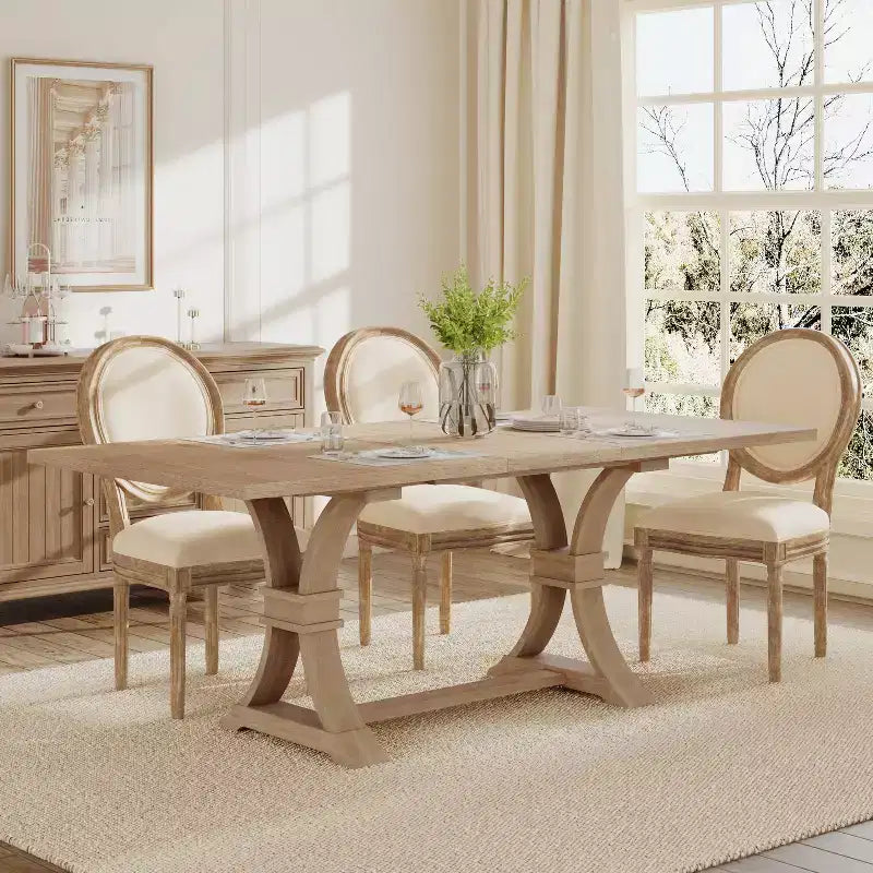 Christopher Knight Home Lorin 78.74 Table à Manger Rectangulaire Extensible Rustique sur Piédestal en Bois d'Hévéa