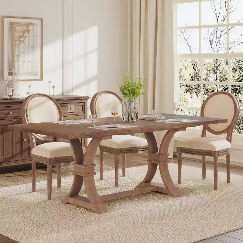 Christopher Knight Home Lorin 78.74 Table à Manger Rectangulaire Extensible Rustique sur Piédestal en Bois d'Hévéa