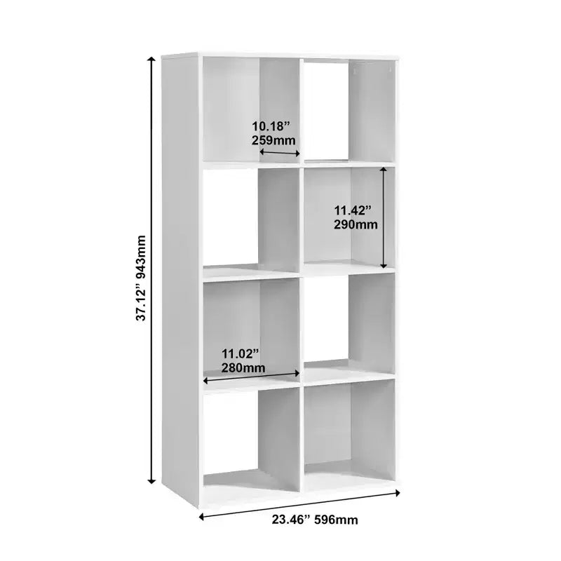 Meuble de rangement AndMakers blanc en bois à 8 casiers de 94,3 cm H x 59,6 cm l x 29,5 cm P