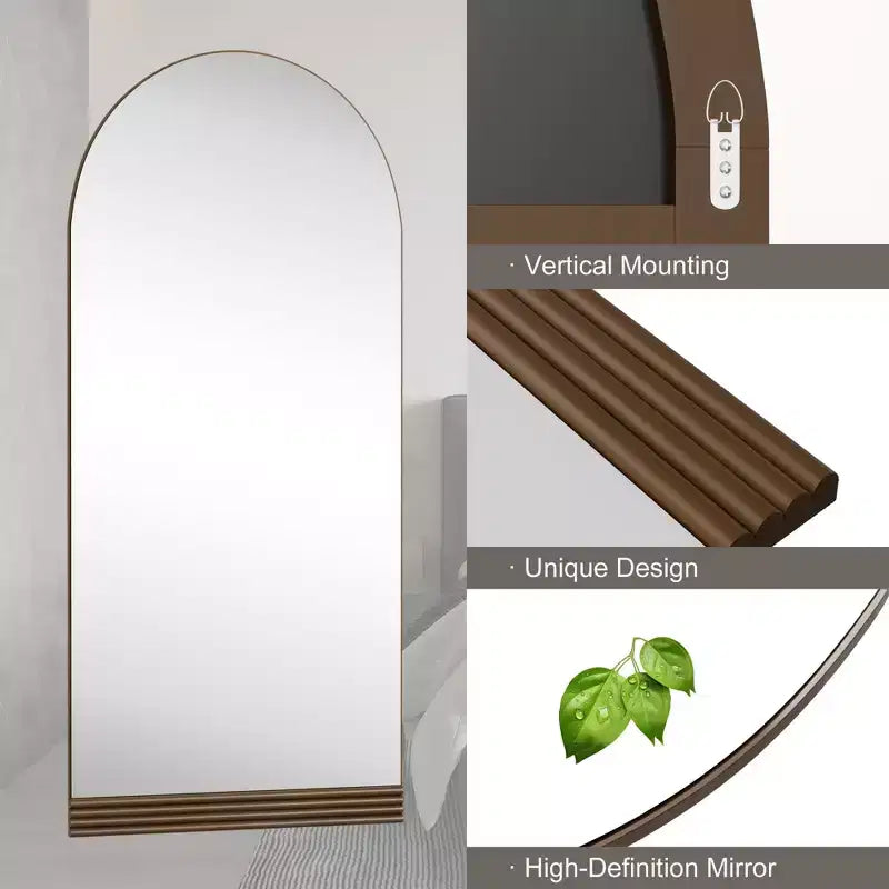 Dovelina Miroir sur pied en bois arqué sur toute la longueur