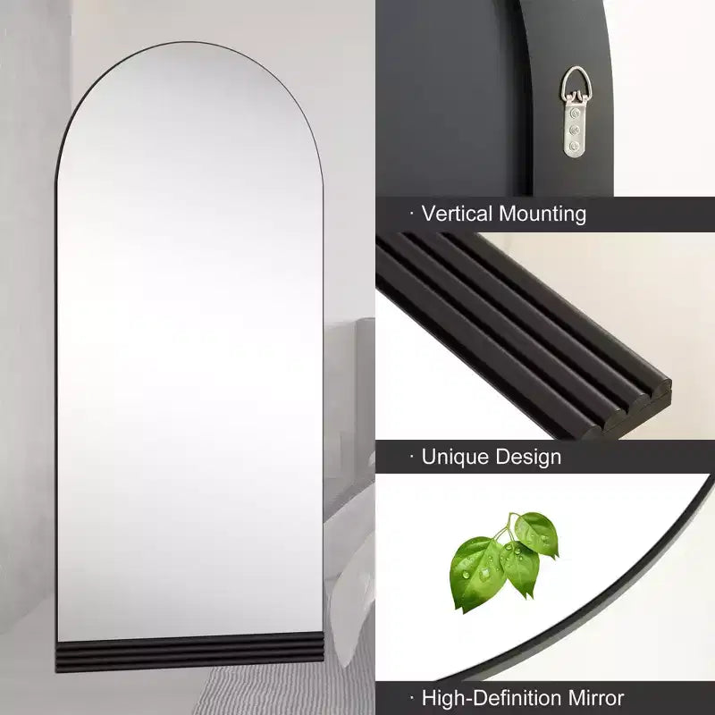 Dovelina Miroir sur pied en bois arqué sur toute la longueur