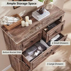 Commode de chambre SinCiDo à 5 tiroirs, commode de ferme de 117 cm de haut avec colonnes romaines