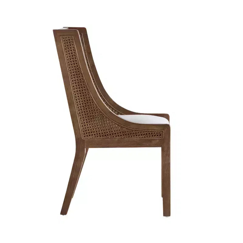 GDFStudio Chaises de salle à manger rustiques en tissu et rotin (lot de 2)