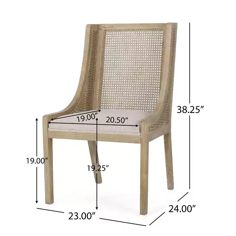 GDFStudio Chaises de salle à manger rustiques en tissu et rotin (lot de 2)