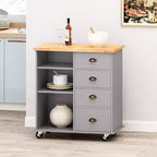 Chariot de Cuisine Contemporain avec Roulettes et 2 Tiroirs GDFStudio Yohaan