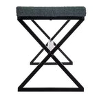 Banc en métal Harper avec coussin en tissu bouclette