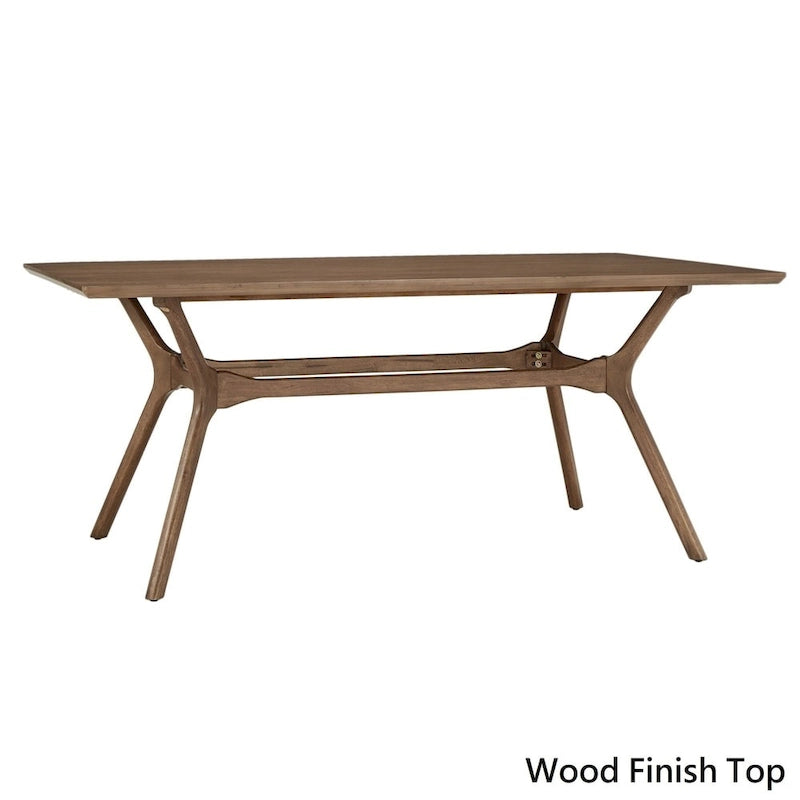 Table de salle à manger rectangulaire du milieu du siècle avec plateau en noyer foncé / verre / verre fumé et pieds effilés – 6 places