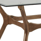 Table de salle à manger rectangulaire du milieu du siècle avec plateau en noyer foncé / verre / verre fumé et pieds effilés – 6 places