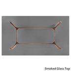 Table de salle à manger rectangulaire du milieu du siècle avec plateau en noyer foncé / verre / verre fumé et pieds effilés – 6 places