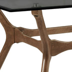 Table de salle à manger rectangulaire du milieu du siècle avec plateau en noyer foncé / verre / verre fumé et pieds effilés – 6 places