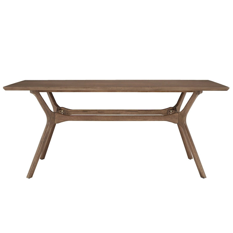 Table de salle à manger rectangulaire du milieu du siècle avec plateau en noyer foncé / verre / verre fumé et pieds effilés – 6 places