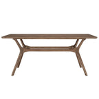Table de salle à manger rectangulaire du milieu du siècle avec plateau en noyer foncé / verre / verre fumé et pieds effilés – 6 places